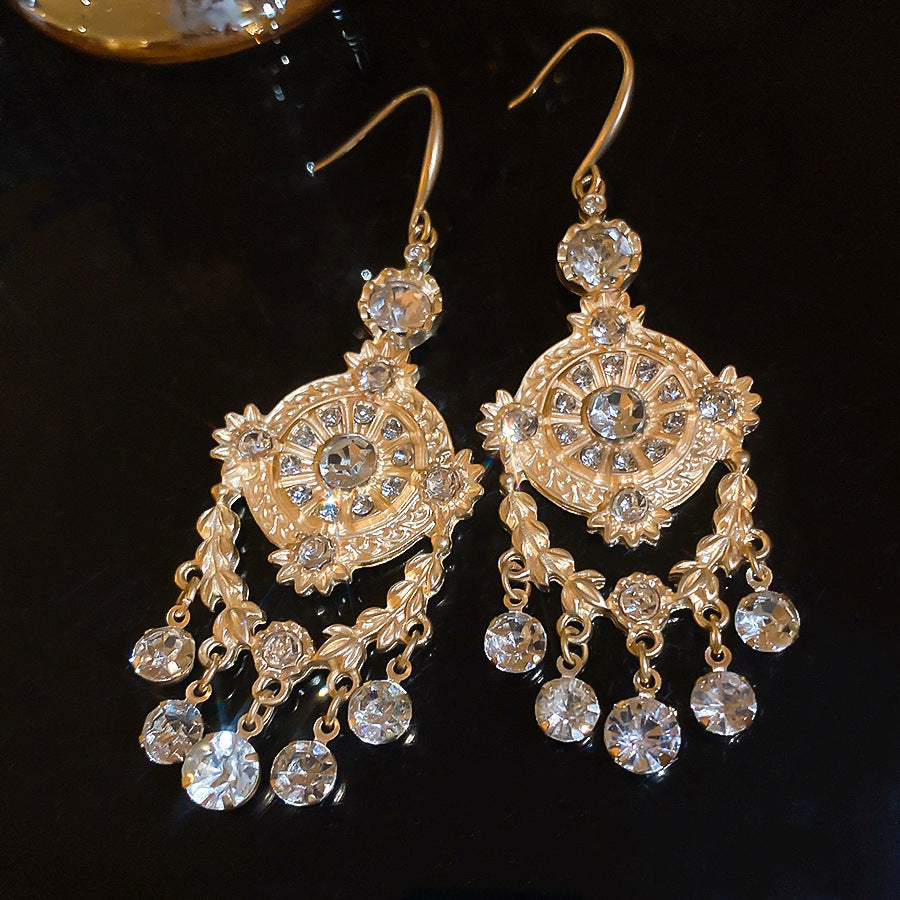 Sier Needle Zircon With Diamond Cross Personality Fashion Refined Grace Earrings