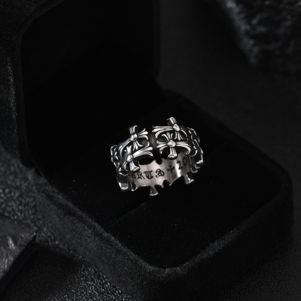 Men's Stainless Steel Cast Geometric Skull Distressed Punk Ring