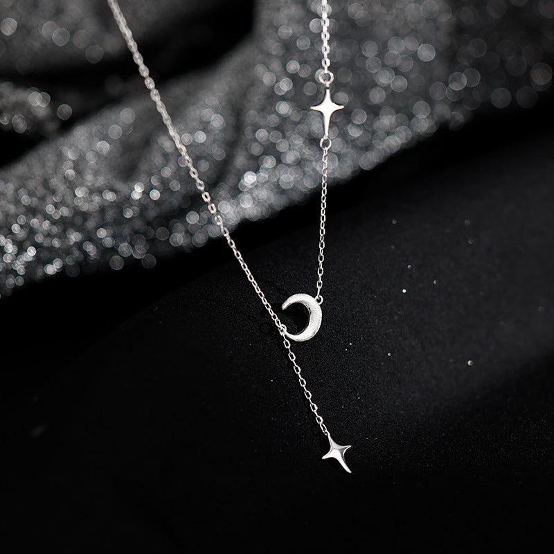 Women's Sier Star Moon Niche Design Clavicle Necklaces