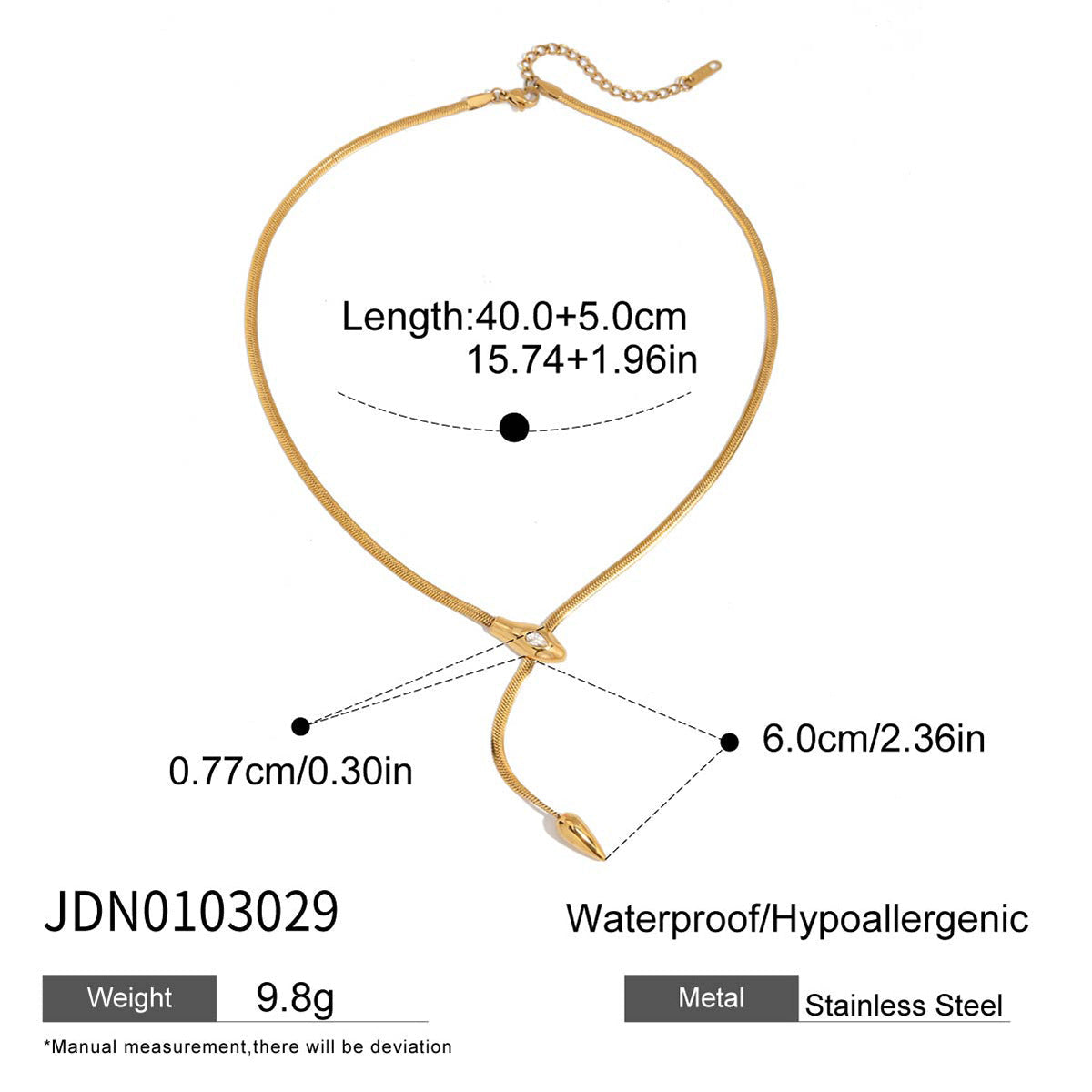 Ding Stainless Steel Snake Light Luxury Minority Zircon Clavicle Necklaces