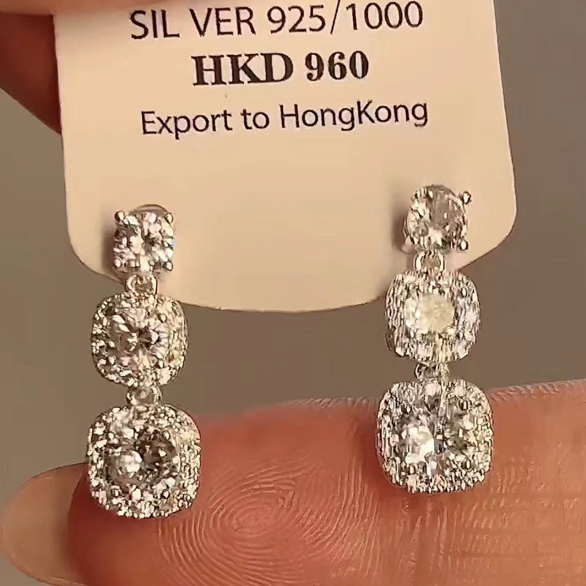 Women's Zircon Geometric Super Flash Light Luxury Minority Square Earrings