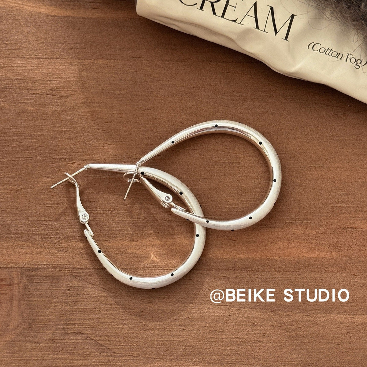 Women's Korean Style Sier Geometric Circle Polka Dot High Rings