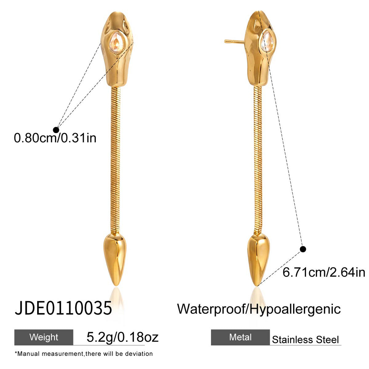 Ding Stainless Steel Snake Light Luxury Minority Zircon Clavicle Necklaces
