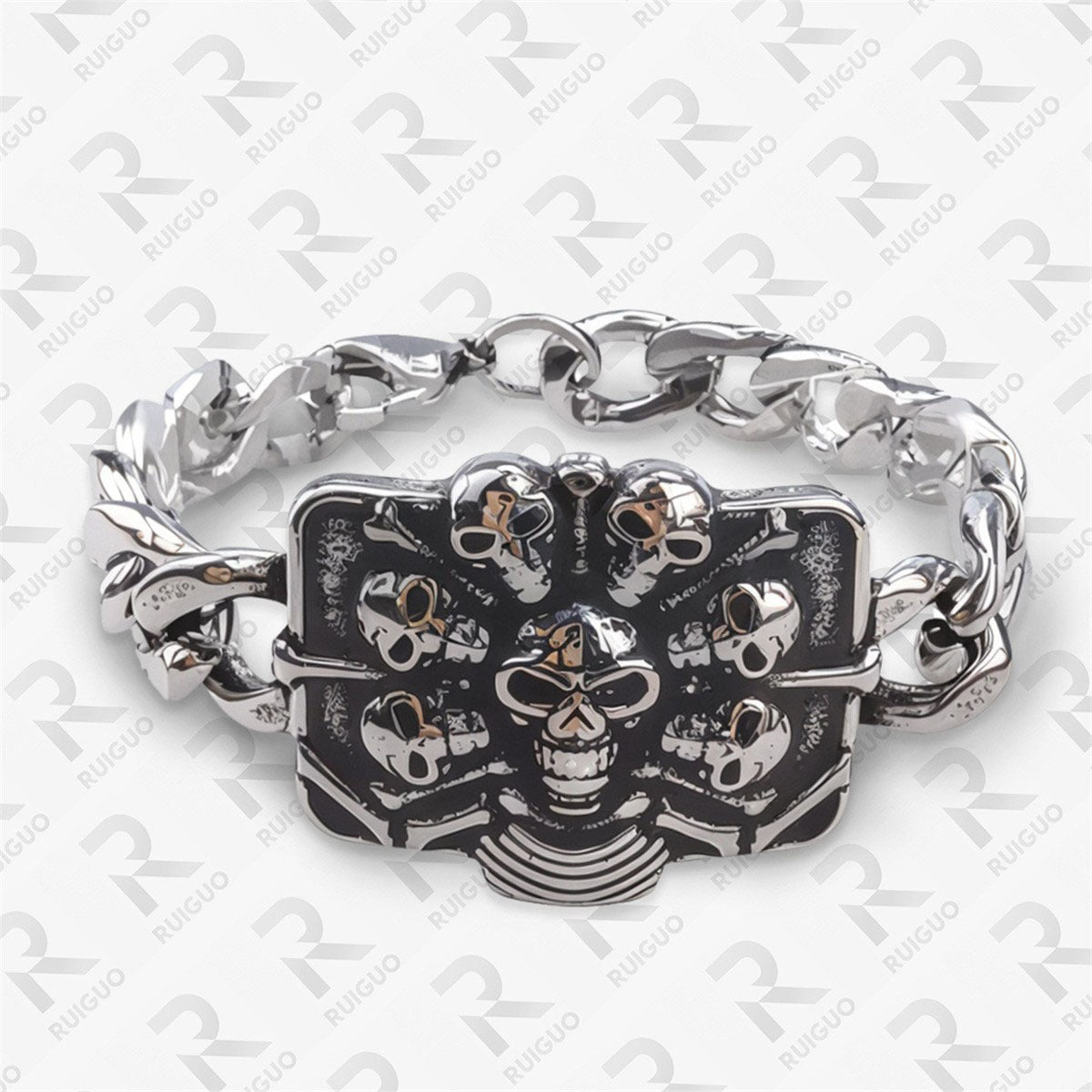 Men's Manly Cross Stainless Steel Skull Halloween Bracelet