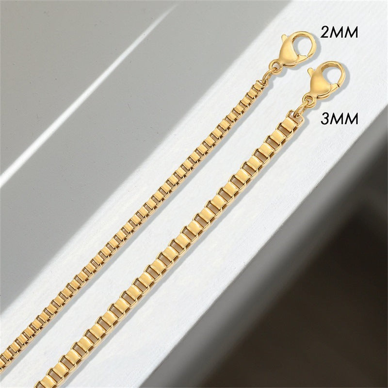 Fashion Simple Box Chain Clavicle Gold-plated Necklace