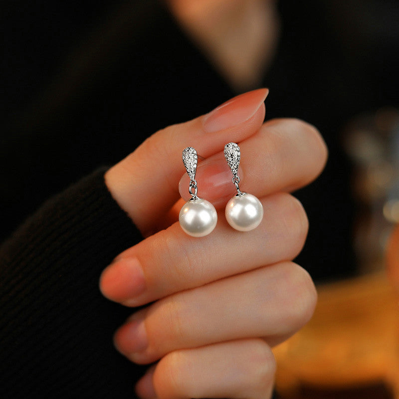 Women's Sterling Sier Drop Pearl For Design High-grade Inlaid Rings