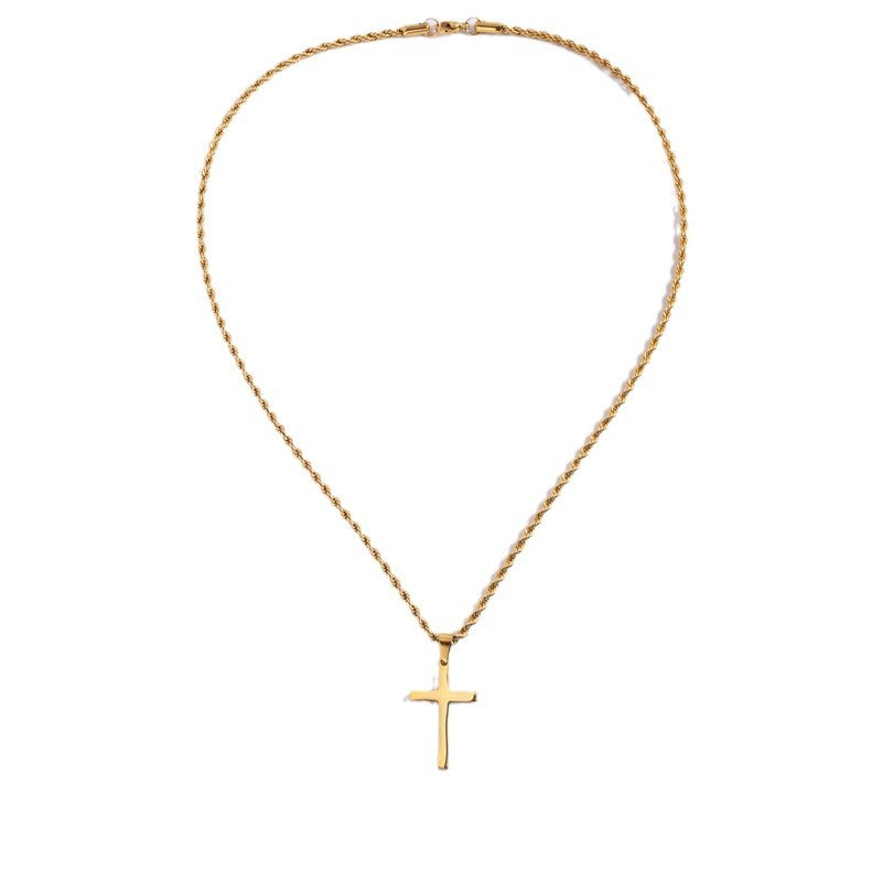 Steel Gold Hemp Flowers Chain Cross Titanium No Necklaces