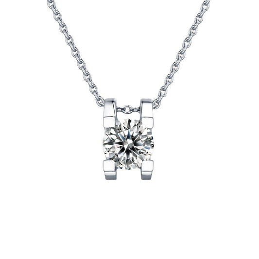 Bull Head Necklace in Sterling Silver with Premium D-Color VVS1 Moissanite – Adjustable Layered Pendant for Women