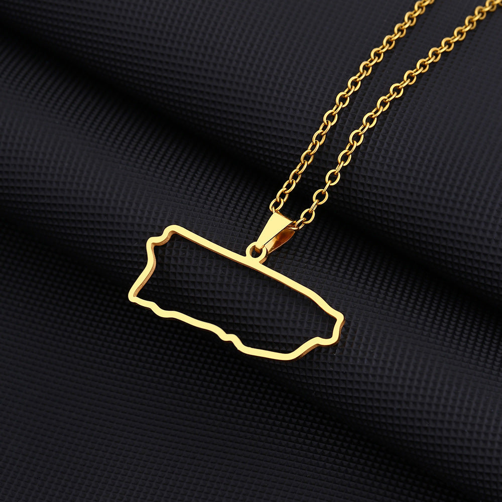 Women's & Men's Stainless Steel Drop Oil Puerto Rico Necklaces