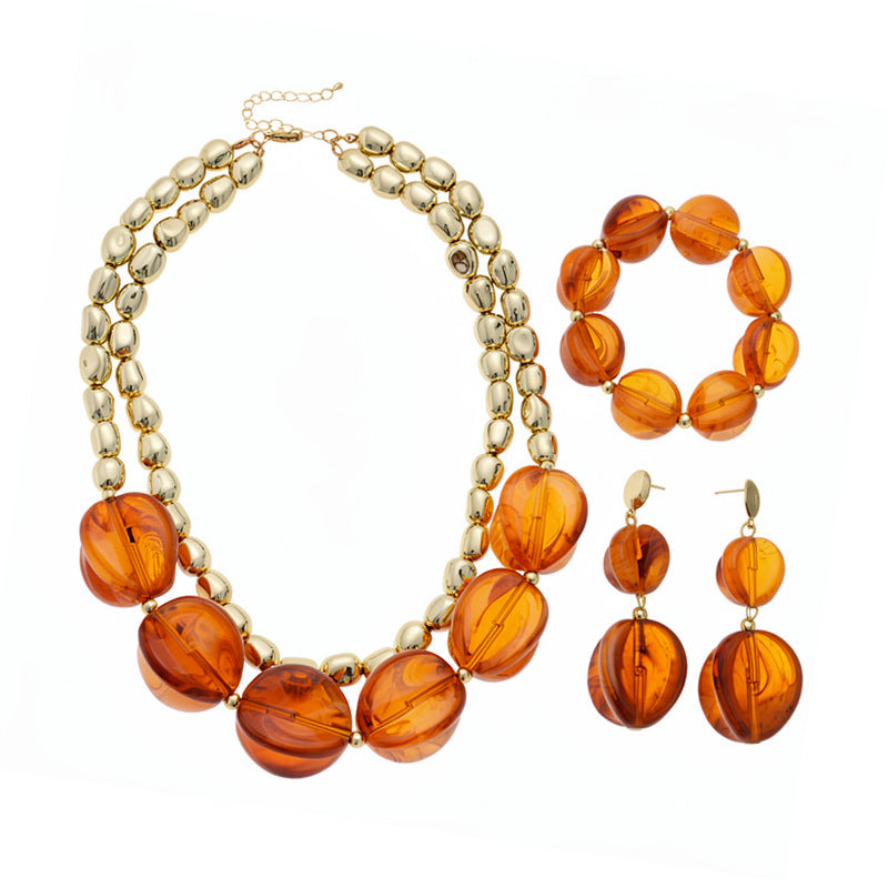 Acrylic Beaded Love Fashion Trend Clavicle Chain Vacation Jewelry Set