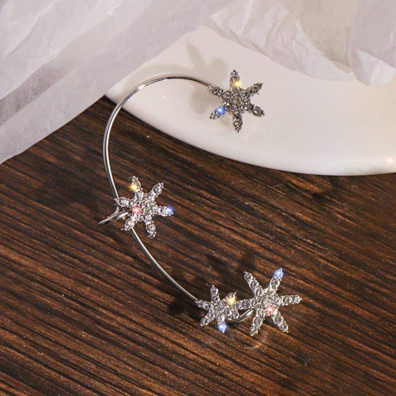 Women's Clip Inlaid Zircon Pearl Light Luxury Stud Earrings
