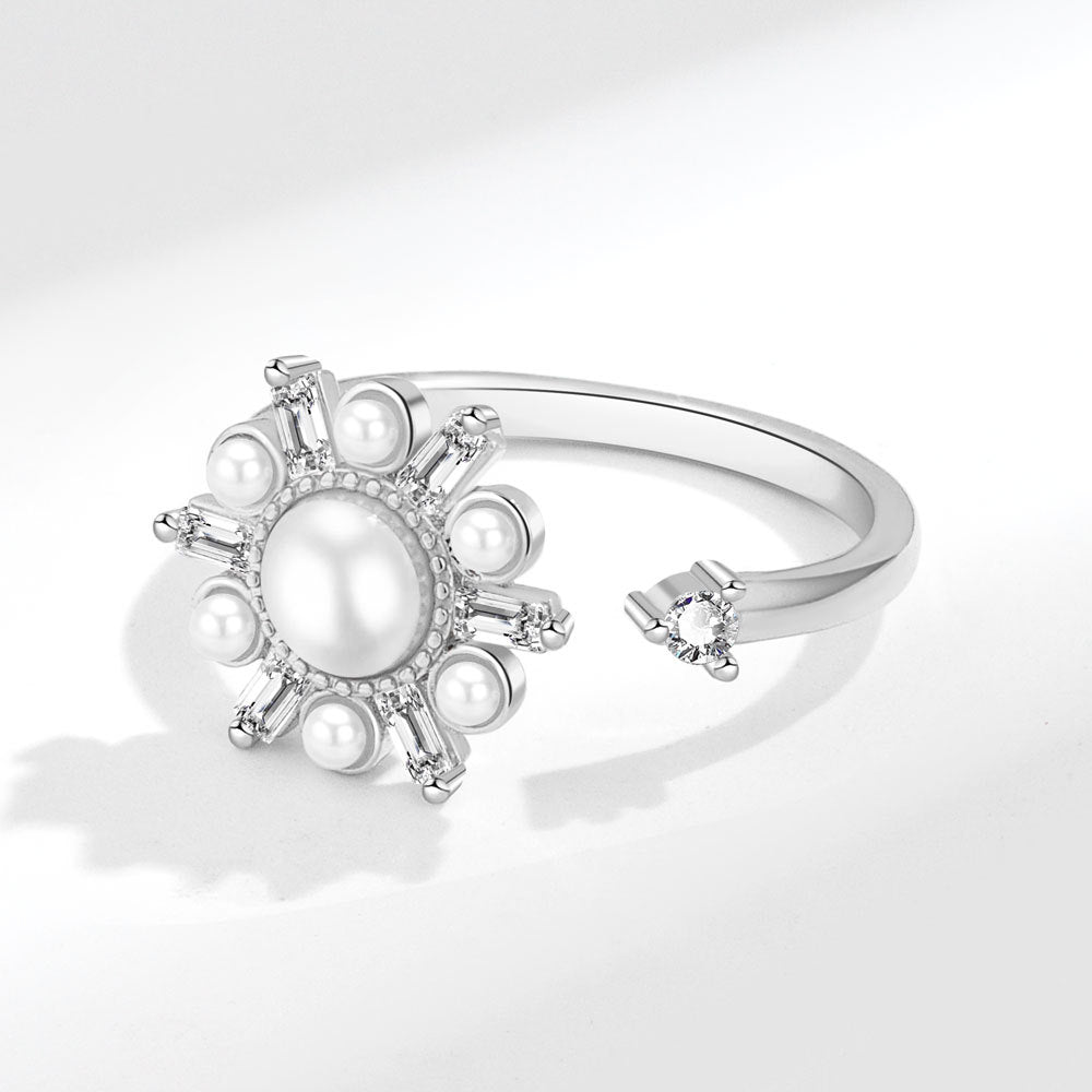 Popular Rotatable Pearl Female Niche Advanced Rings
