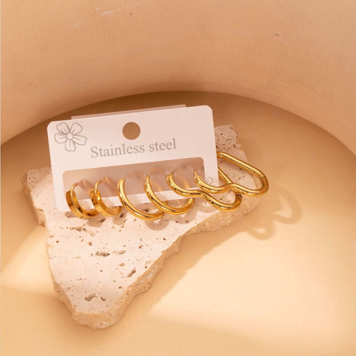 Rhinestone Niche Temperament Stainless Steel Gold Earrings