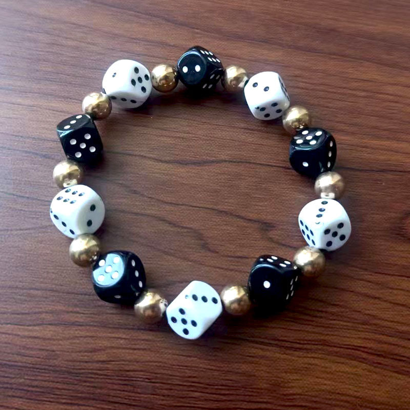 Hand Hip Hop Creative Dice Resin Beaded High Elastic Personality Bracelet