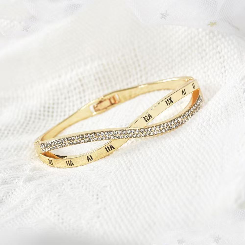 Titanium Steel Cross Roman Numeral Zircon Fashion Simple Temperament Bracelet