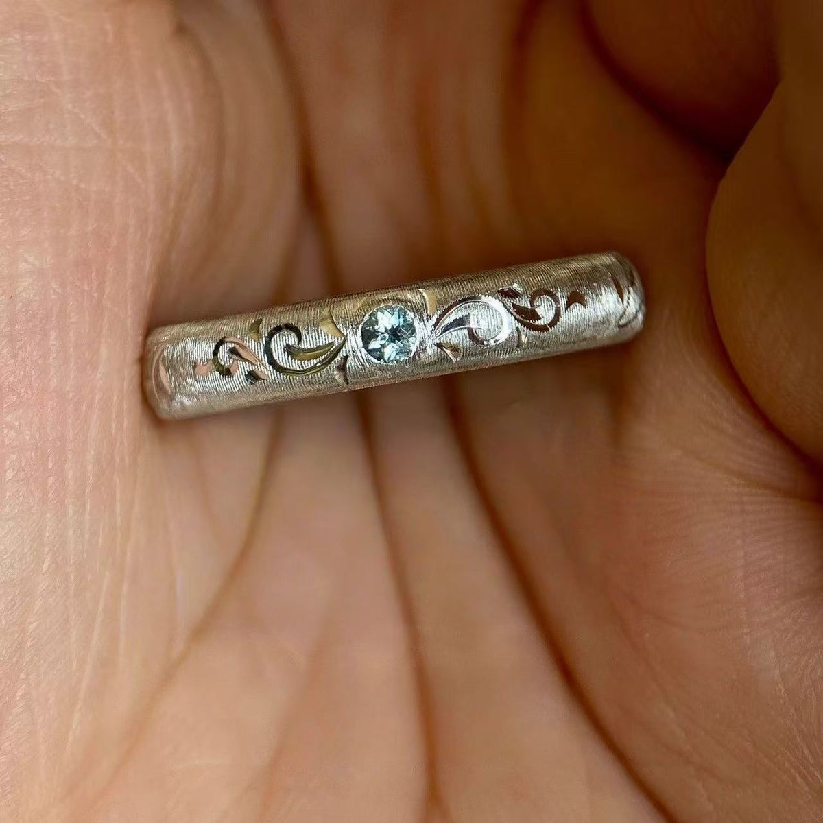 Horse Eye Blue Diamond Sier Couple Refined Rings