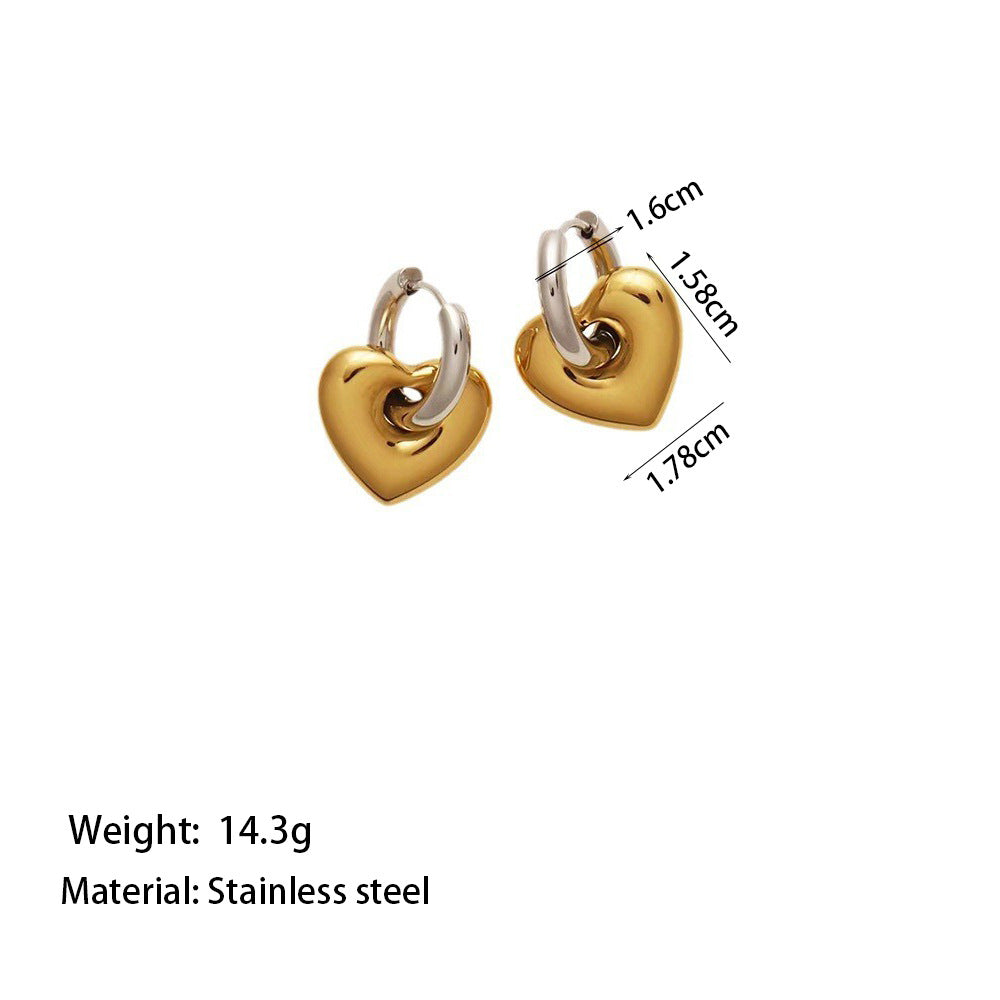 Color Love Heart Fat Peach Ear Clip Titanium Steel No Earrings