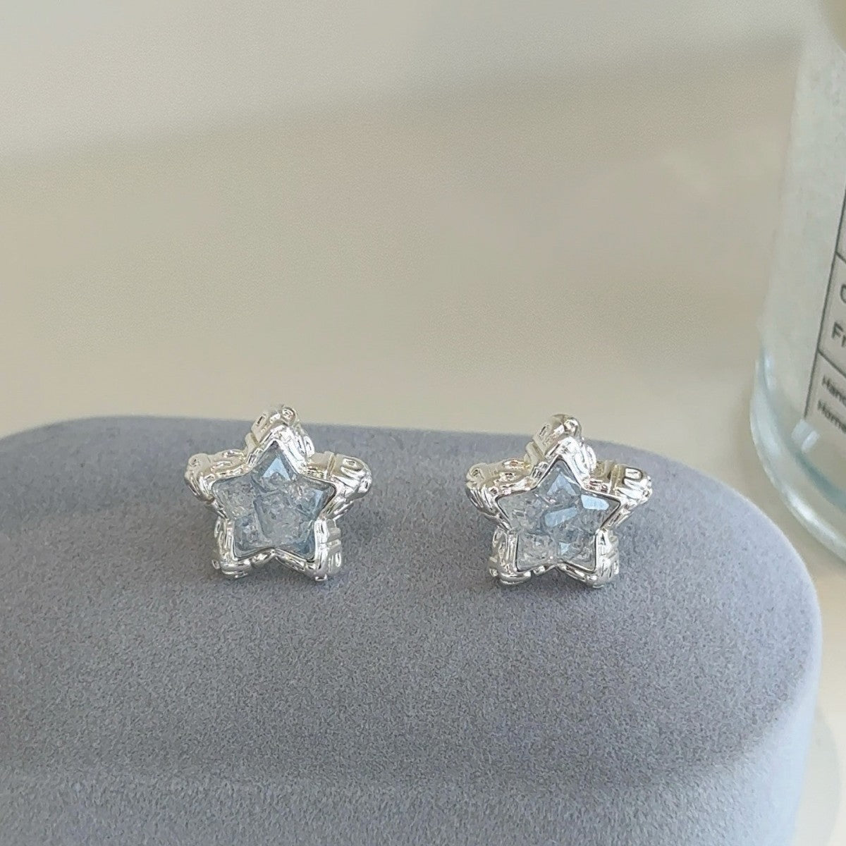 Fashionable Simple Cool Blue Ear Vitality Sier Stud Earrings