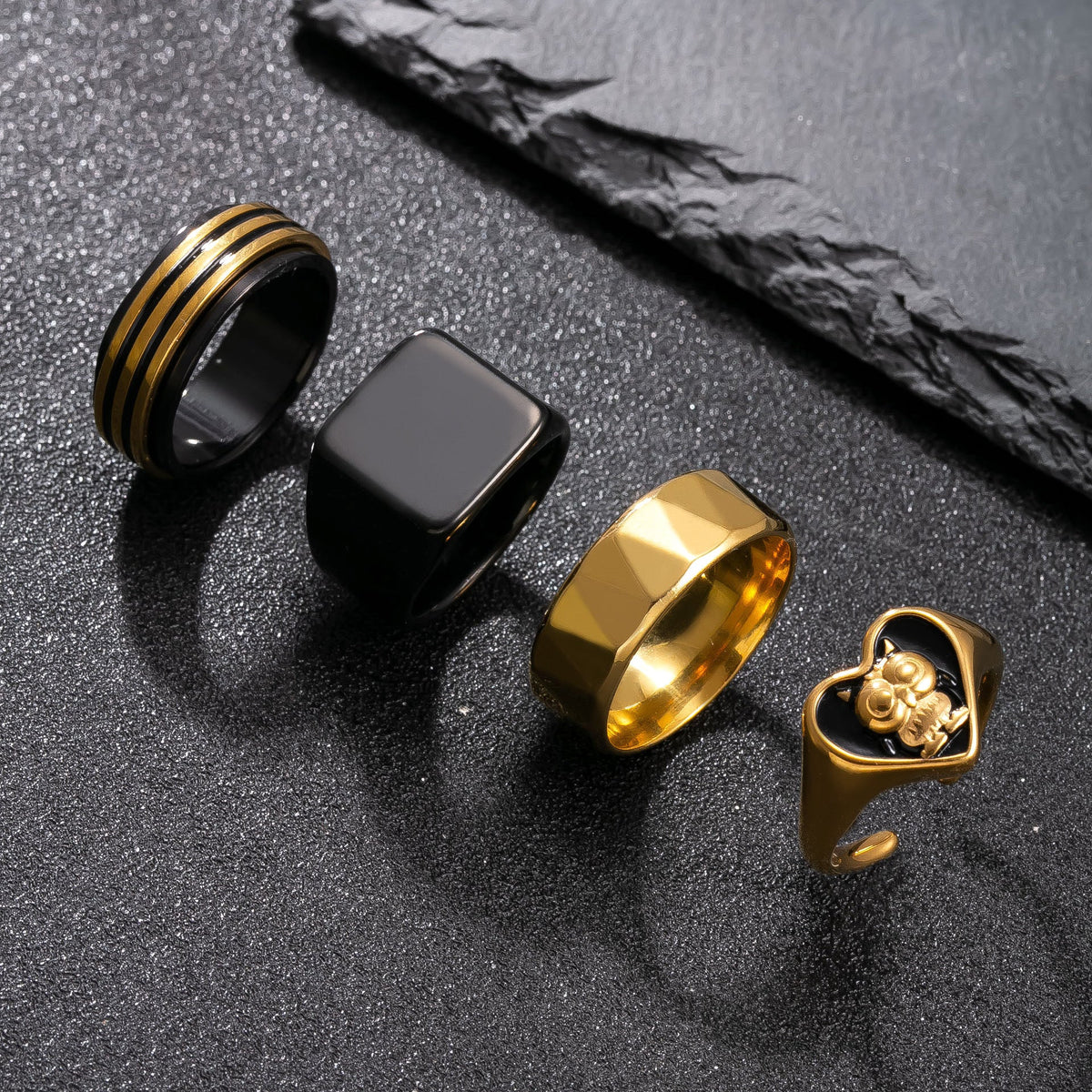 Men's Titanium Steel Trendy Fashion Casting Love Owl Rings