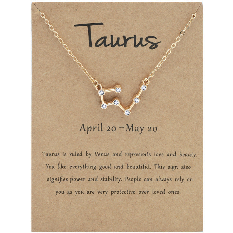 Twee Constellation Brown Card Rhinestone Clavicle Necklaces