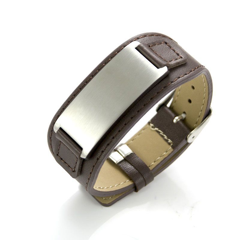 Men's Can Carve Writing Rectangular Steel Plate Bracelets