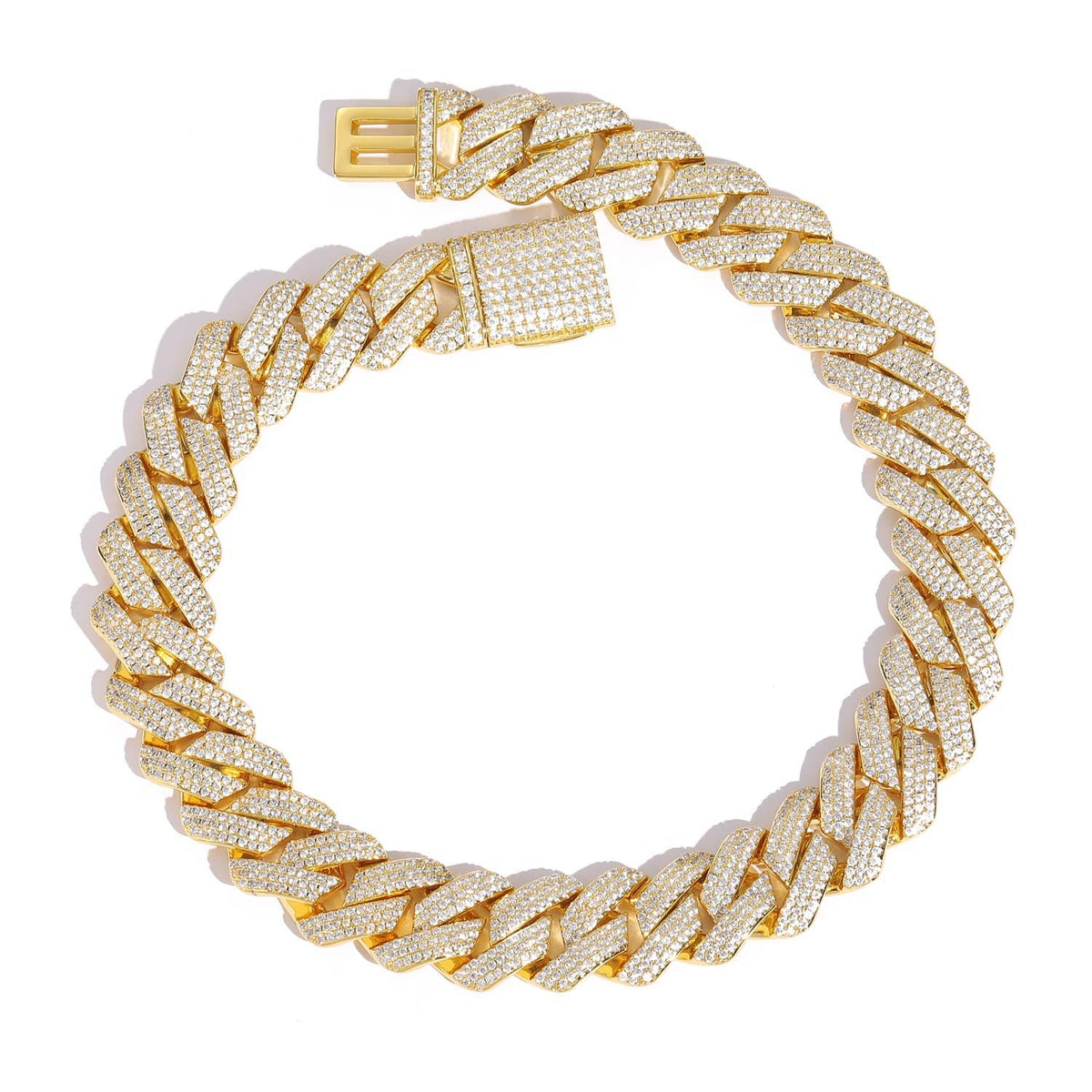 Men's Hip Hop Three Rows Zircon Cuban Link Chain Thick Necklaces