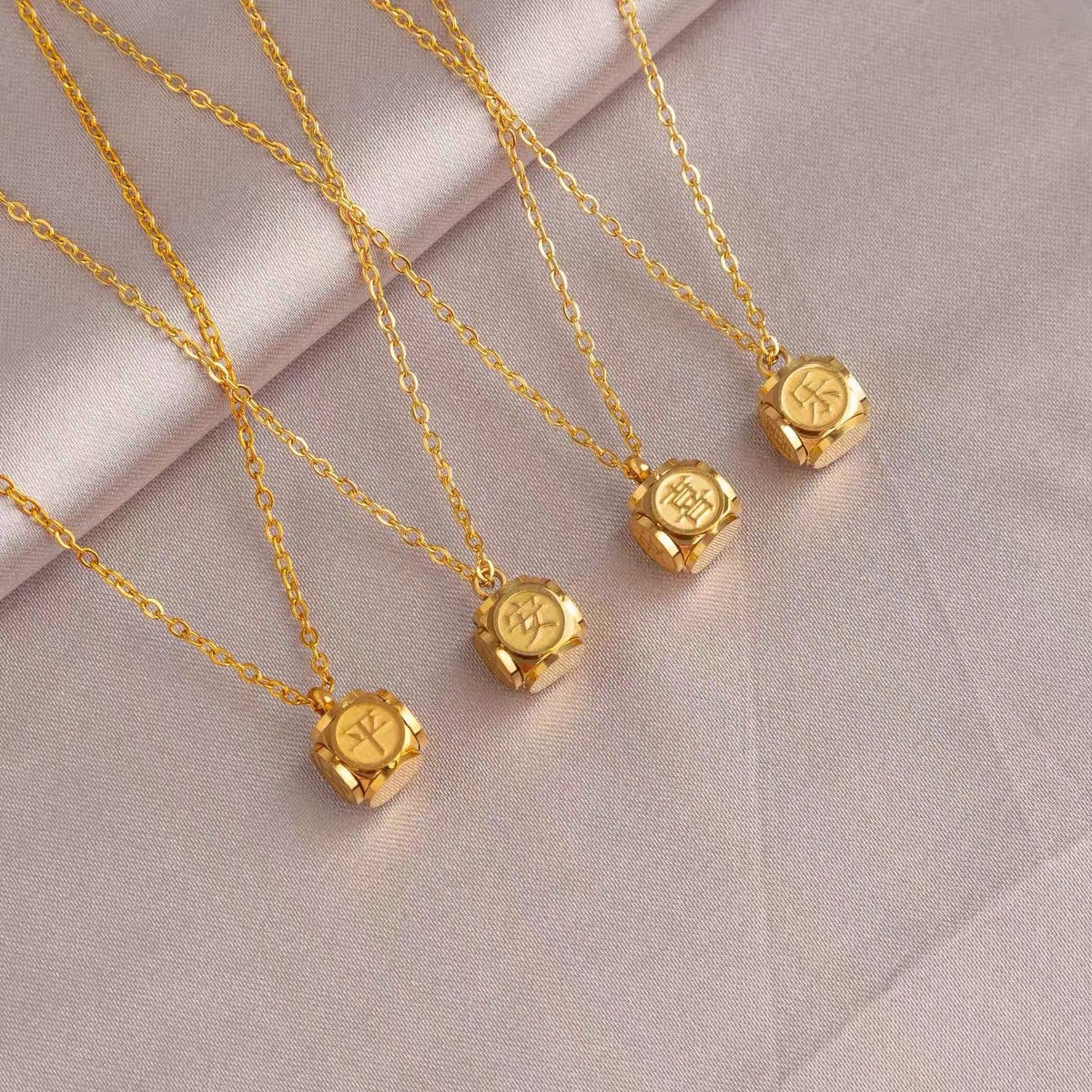 Women's Ping An Implied Ethnic Lucky Beads Over Clavicle Chain Titanium Necklace