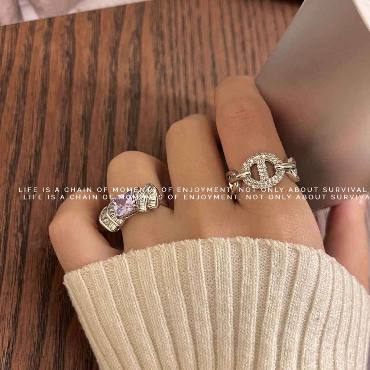 Plated Gold Inlaid Zirconium Pig Nose Wave Ring