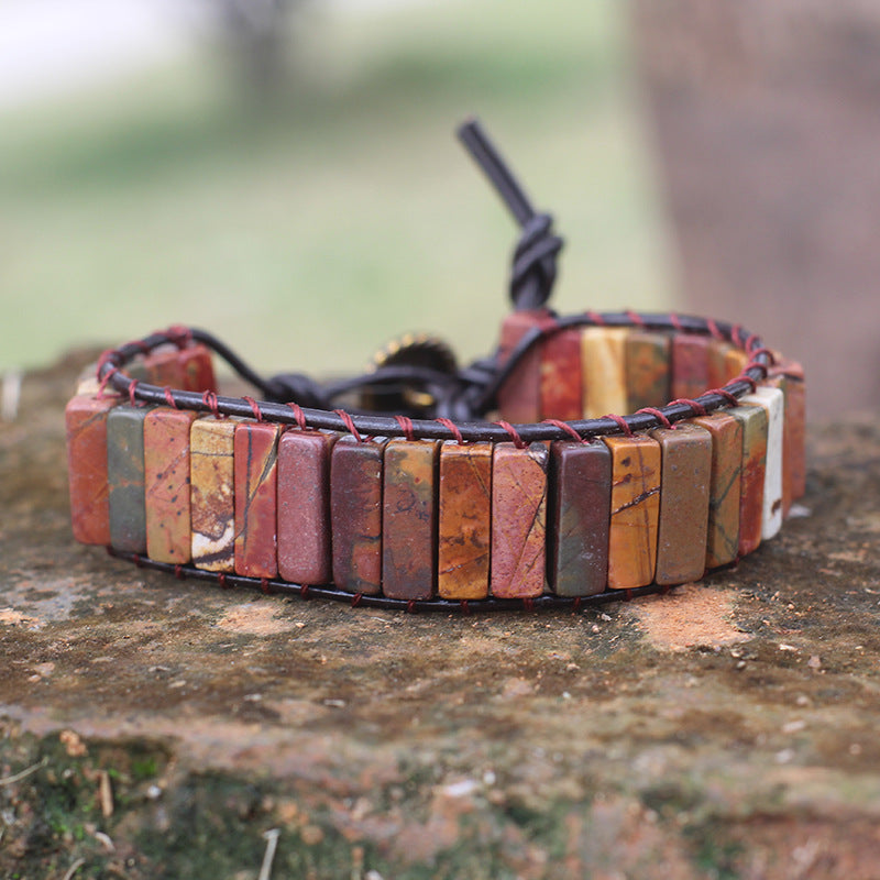 Bohemian Style Natural Stone Lan Di Royal Vintage Hand-woven Bracelet