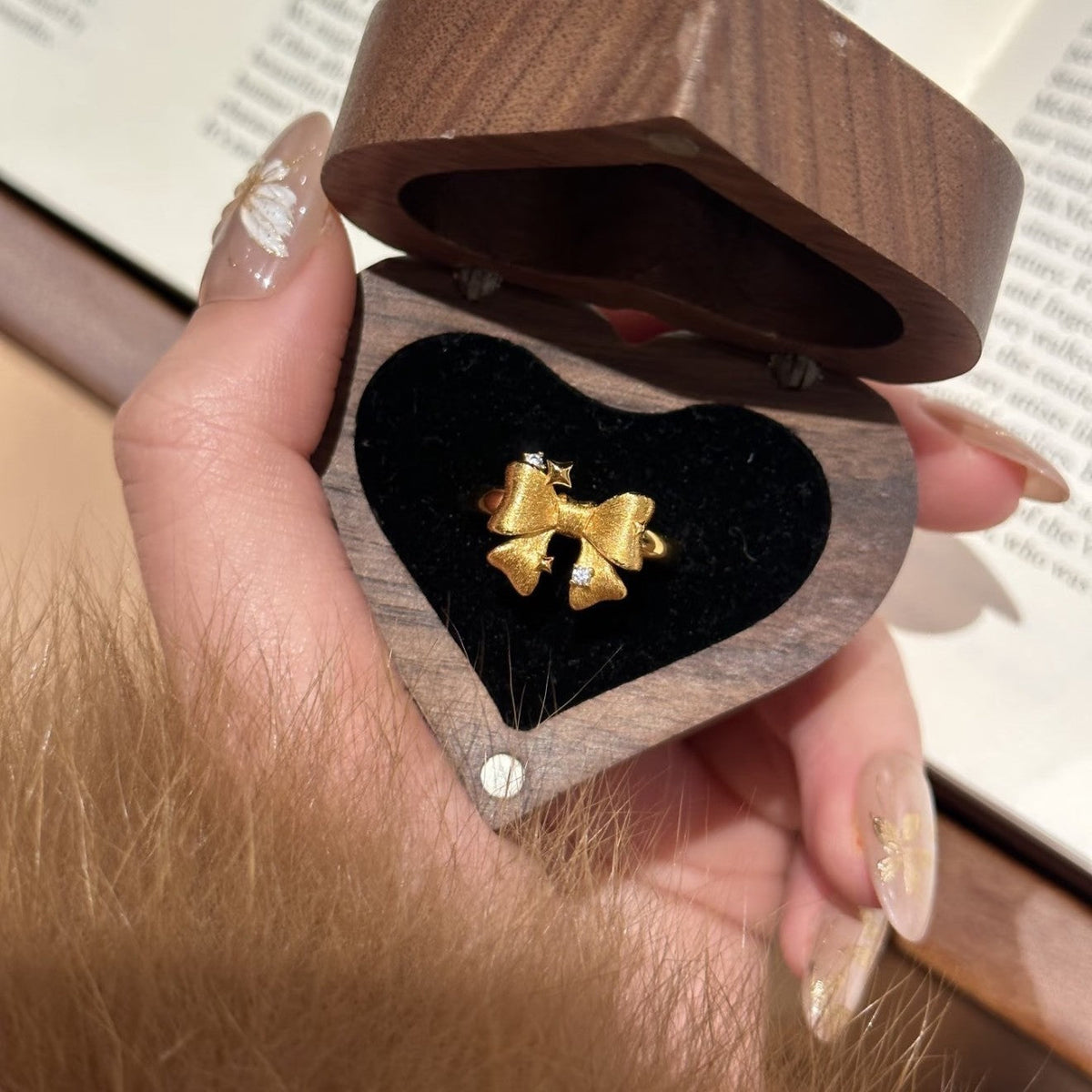 Brushed Starlight Bow Female Sweet Cute High Sense Stylish Simple Ring