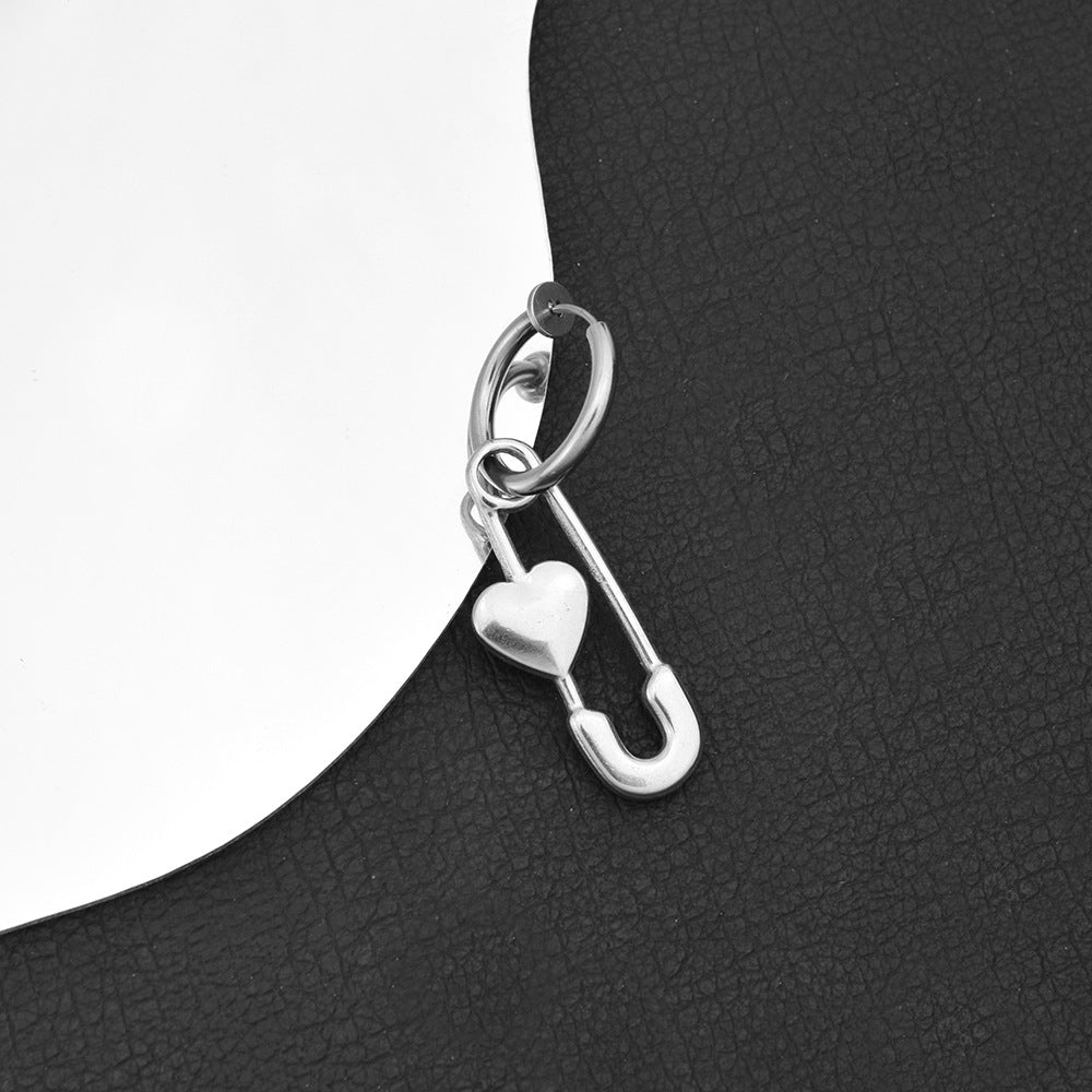 Women's & Men's Love Pin Ear Clip Stainless Steel Earrings