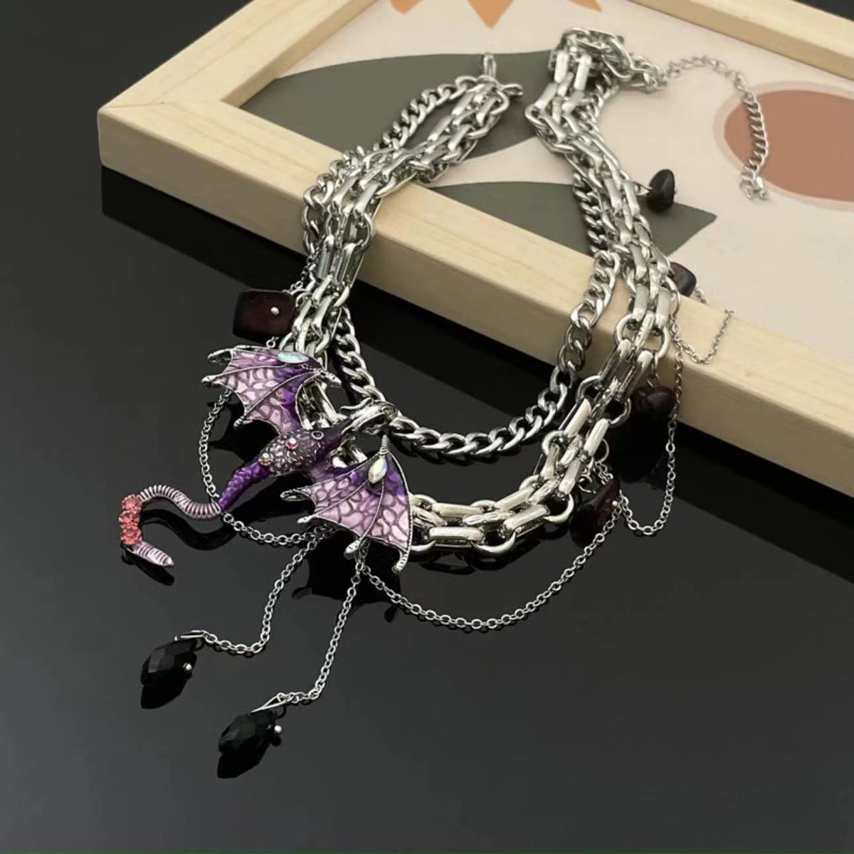 Red Thorn Flying Dragon Design Hot Asian Culture Sweet Cool Necklaces