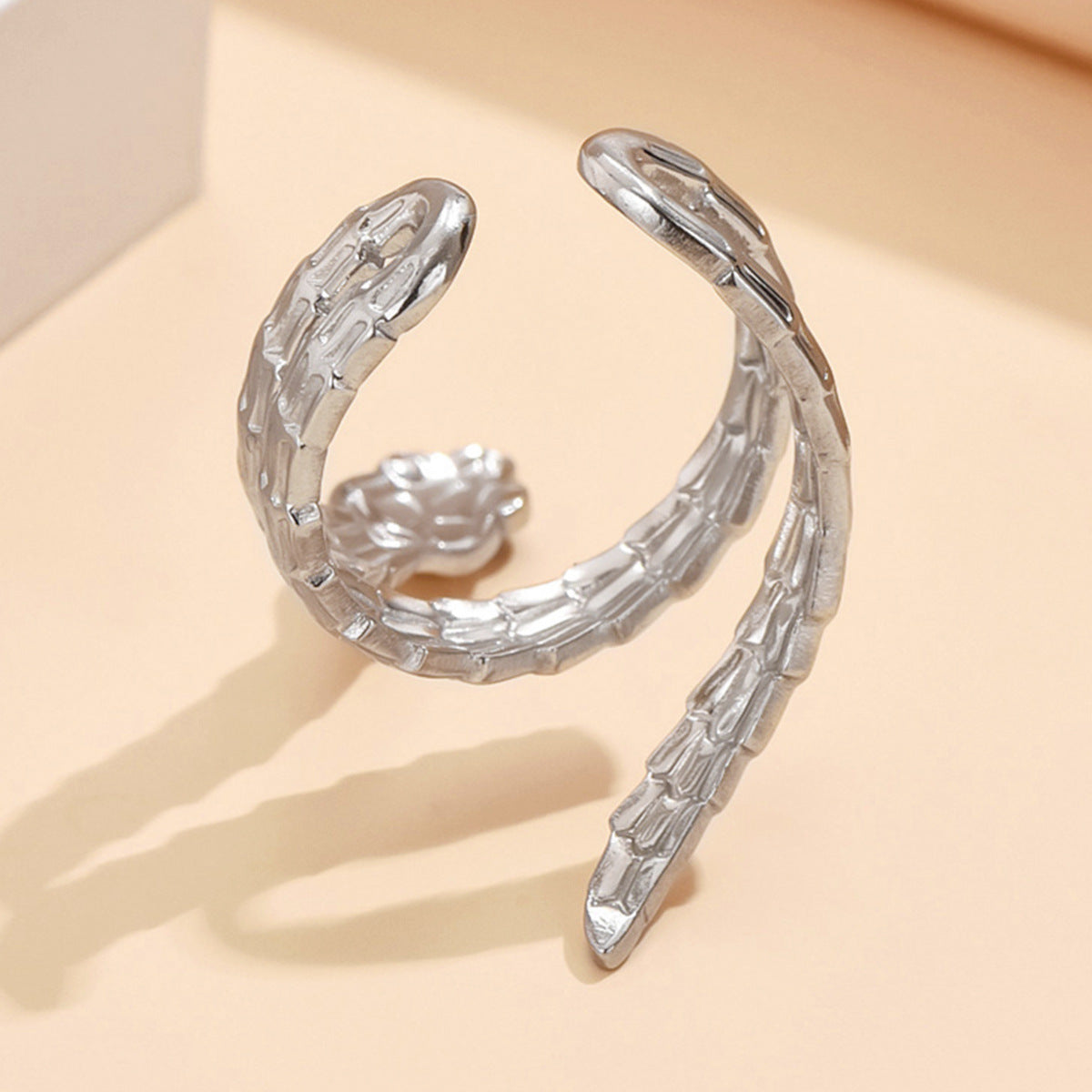 Dark Punk Animal Snake-shaped Stainless Steel Opening Ring