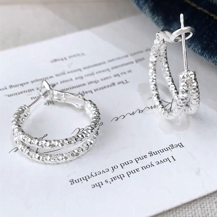 Plain Circle Round Auricular Needle Minority Fashion Elegant Unique Light Stud Earrings