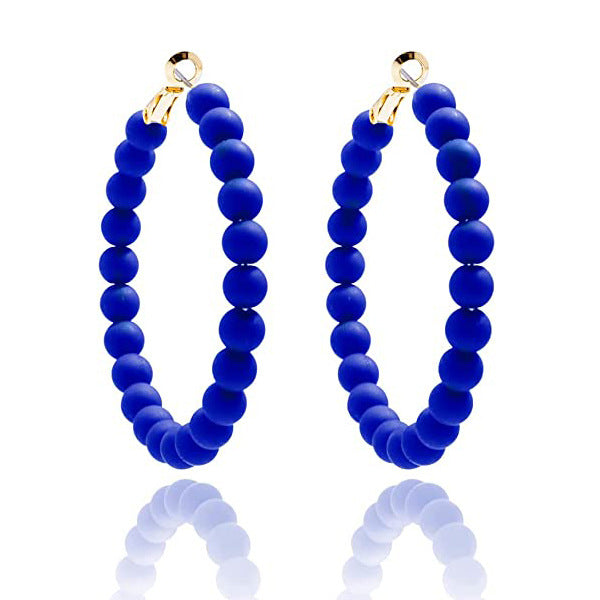 Women's Summer Colorful Acrylic Beads Round Bohemian Earrings