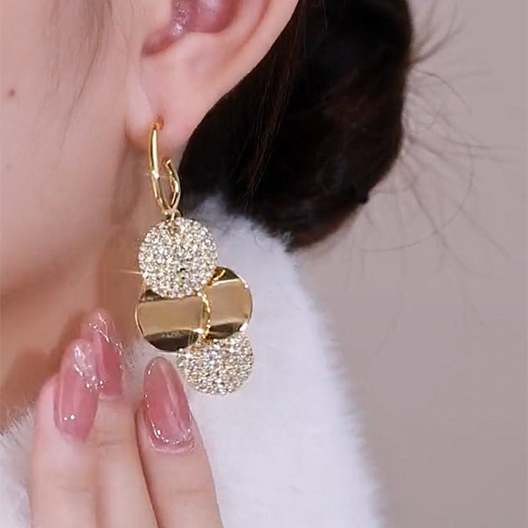 Women's Starry Sky Geometric Tassel Fashion High Sense French Metallic Earrings