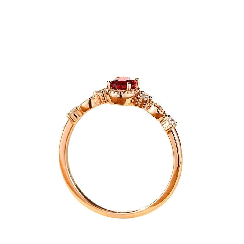 Women's Pigeon Blood Red Zircon Forefinger Simple Fashion Light Ring