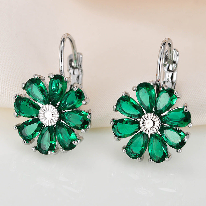 Round Full Diamond Simple Fashion Classic Crystal Zircon Temperament Earrings