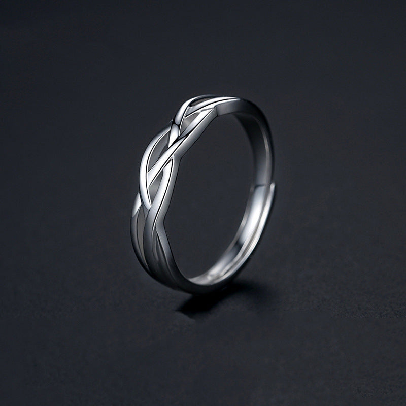 Men's Green Silk Winding Man's Simple Interwoven Trendy Single Rings
