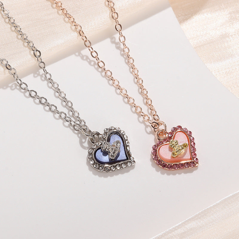 Women's Small Love Fritillary Light Luxury High-grade Sweet Heart-shaped Necklaces