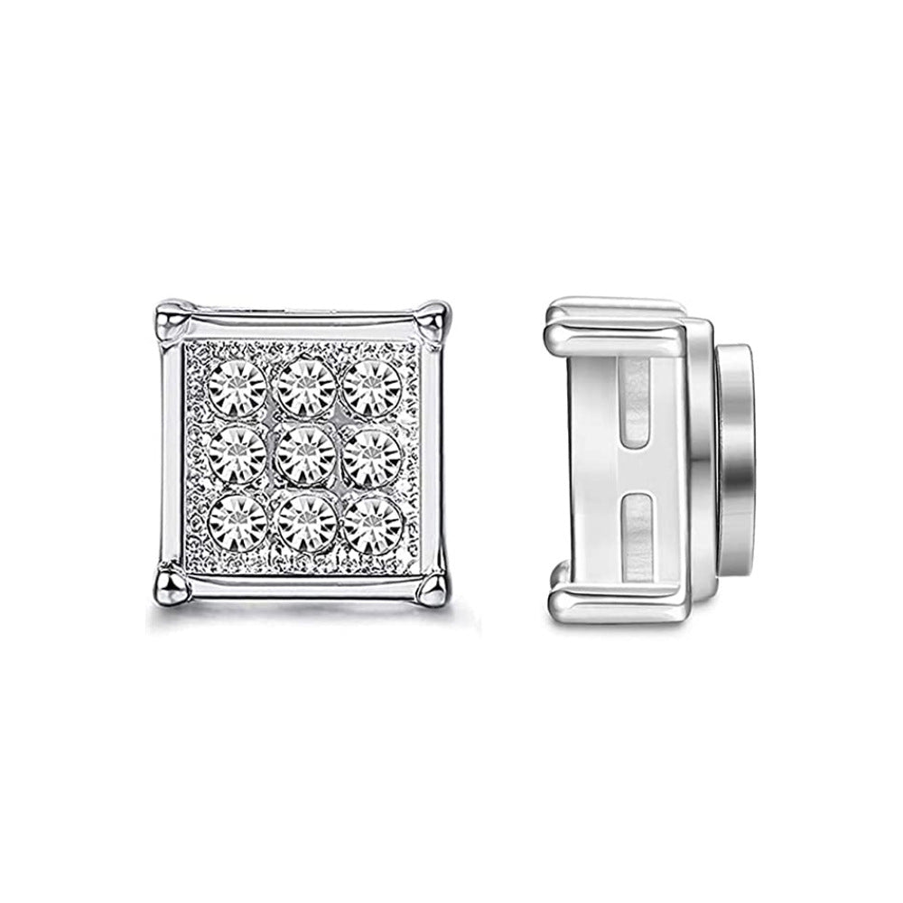 Men's Stainless Steel Zircon Magnet Black White Rings