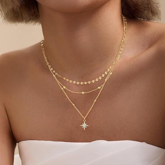 Gold-plated Twin Female Zircon Asterism Light Luxury Necklace