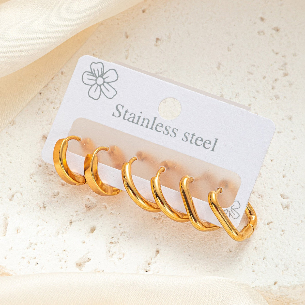 Rhinestone Niche Temperament Stainless Steel Gold Earrings