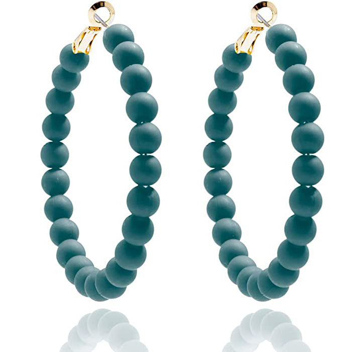 Women's Summer Colorful Acrylic Beads Round Bohemian Earrings
