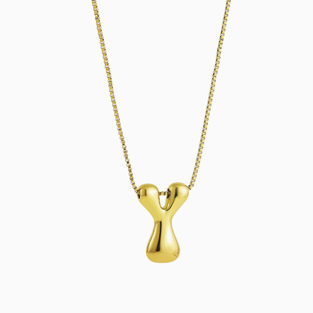 Gold Letter Bubble English Stainless Steel Necklaces