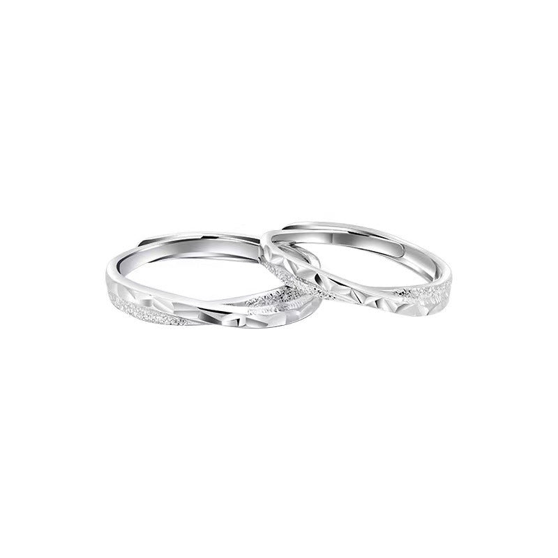Women's & Men's Sier-plated Star Sea Couple Design Open Ring