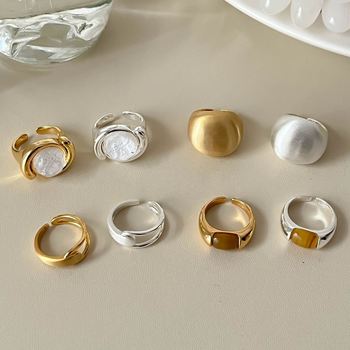 Opening High Sense Twin Natural Stone Brushed Index Finger Simple Bracelets