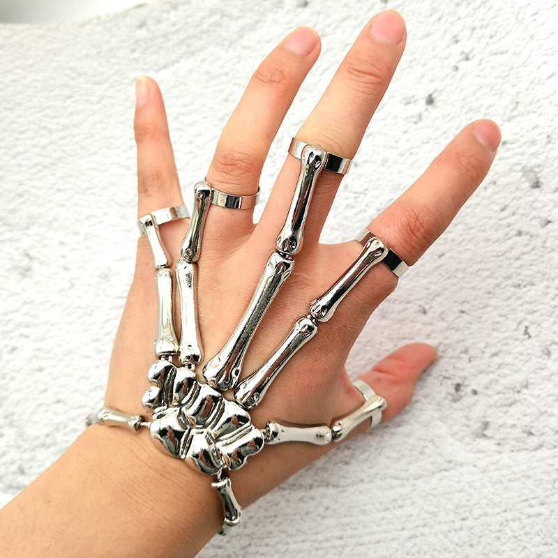 Fashion Personality Punk Skull Hand Bone Five Finger Adjustable Integrated Bracelet