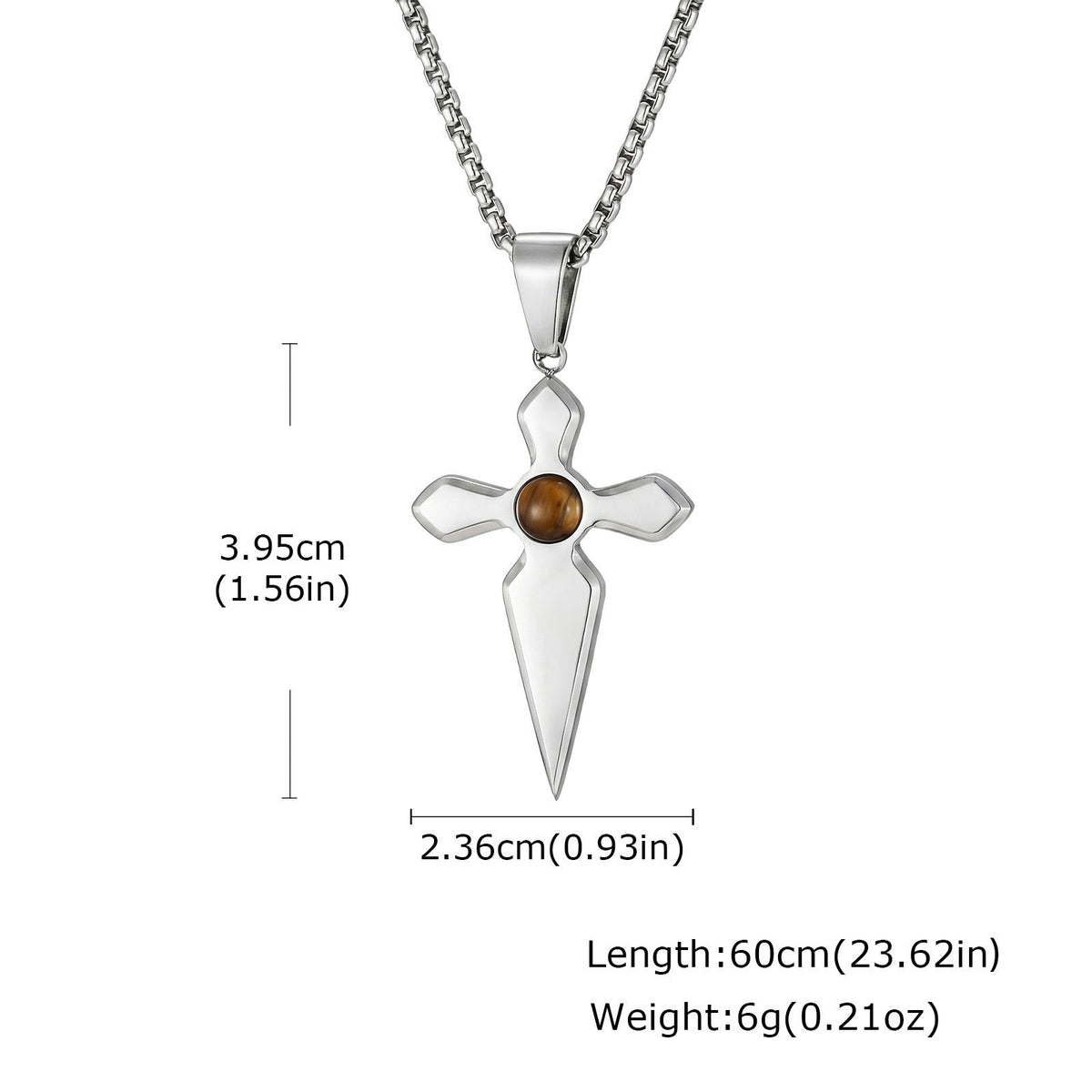 Men's Cool Personality Stainless Steel Natural Tigereye Pendants