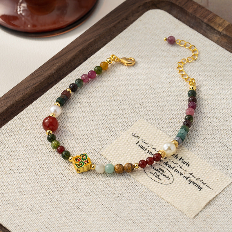 Women's Ancient Frog Skin Vintage Glass Chinese Style Bracelet